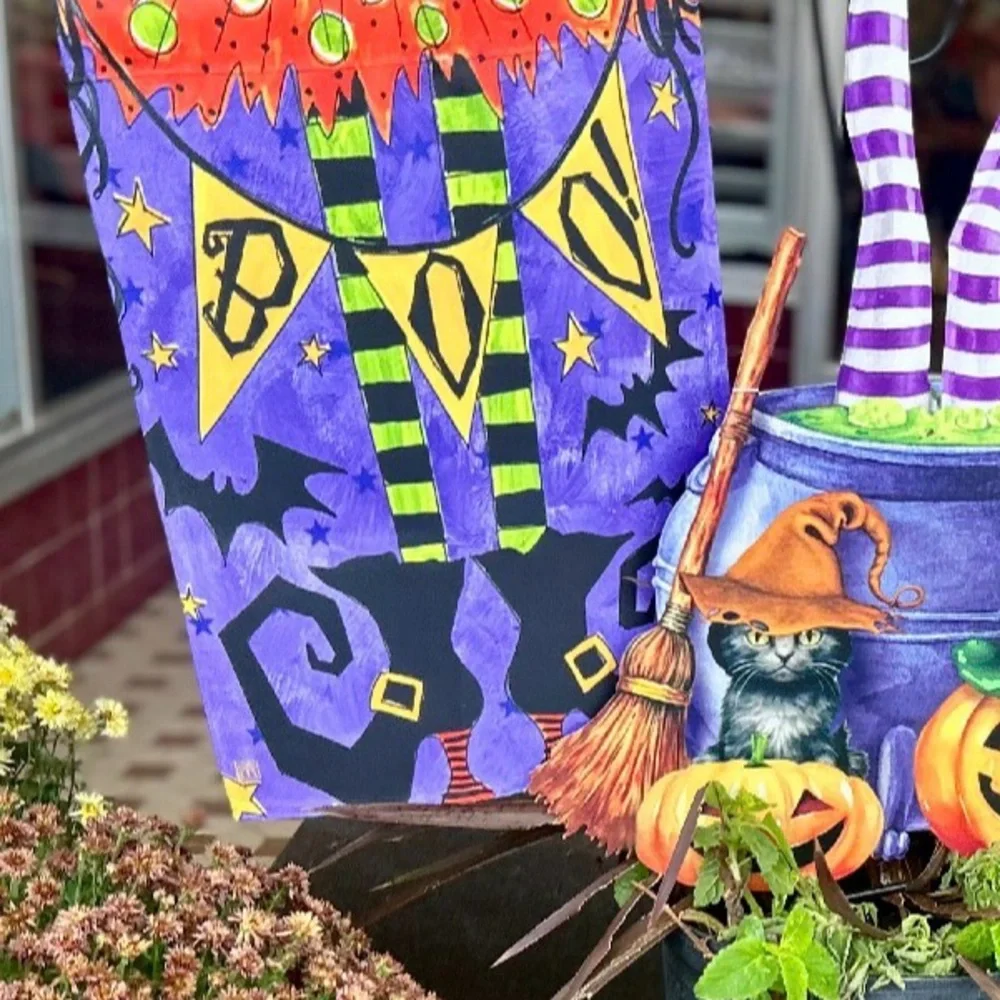 Studio M Halloween Witch and Haunted House Decor Set - Purple, Orange, Green